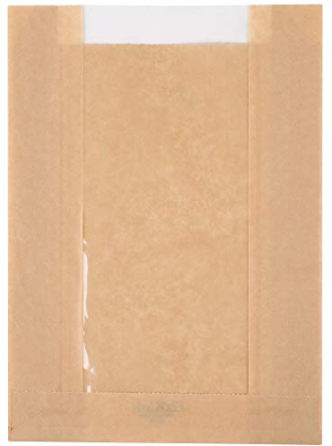 75 Bakery Bag with Window for Cookies Or Other Pastries, 6 1/2 x 2 x 8 ½ Brown Kraft Paper Bags - Bagel - Pastry - Bakery - Sandwich - Egg Sandwich