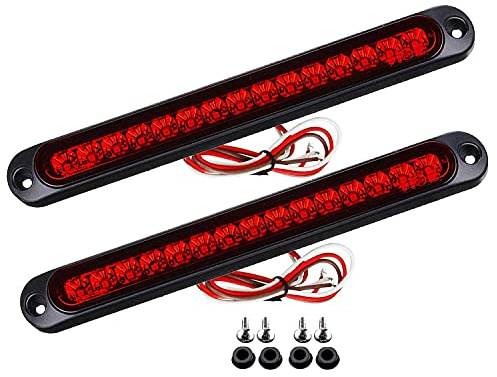 Barabesty 2 Piezas 10 Pulgadas 15 LED Luz de Remolque LED Luz de Parada de Luz Trasera Tercera de Barra de Freno para Barcos de Servicio Pesado Camiones Rojo