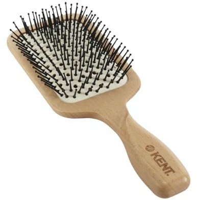 Kent Brushes Pure Flow Hairbrush, Large Vented Fine Quill Paddle Brush LPF2, Suitable For ALL Hair Types, Perfect For Detangling & Straightening, Wooden Paddle Brush