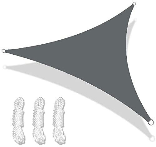 KAYBTNT Vela Ombreggiante Triangolare Impermeabile, Tenda da Sole per Esterno, Tenda a Vela 98% Anti UV, Telo Ombreggiante per Terrazzo Giardino Balcone Orto,Dark Gray,4x4x4m