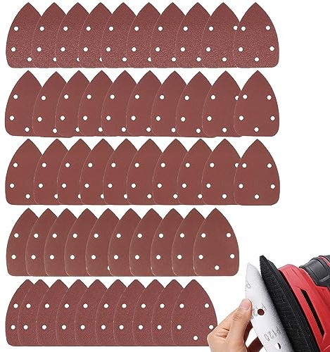 Mouse Detail Sander Pads - 50pcs Assorted 40/60/80/100/120 Grit Sandpaper Hook and Loop Pads for Mouse Sander Grits Sanding Sheets