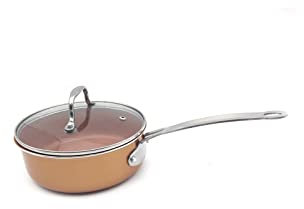 DELURA Sartén antiadherente, sartén de inducción de cerámica de cobre, sartén, cacerola, horno y lavavajillas, sartén antiadherente, utensilios de cocina Wok