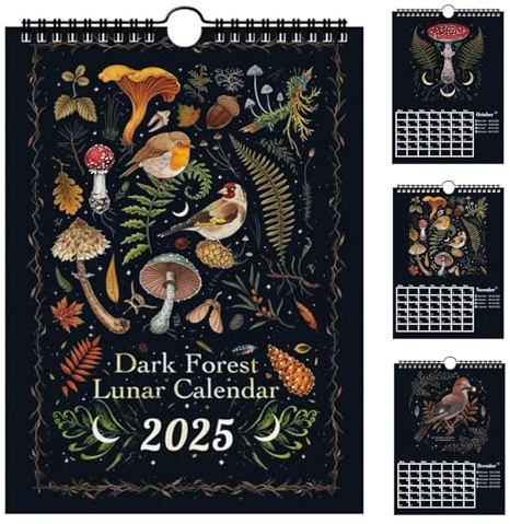 Dark Forest Lunar Calendar 2025, Monthly Wall Calendar, Beautiful Animal Illustrated Calendar For Wall, Time Planning Calendar For School, Home, And Offices, Decorative Calendar (02)