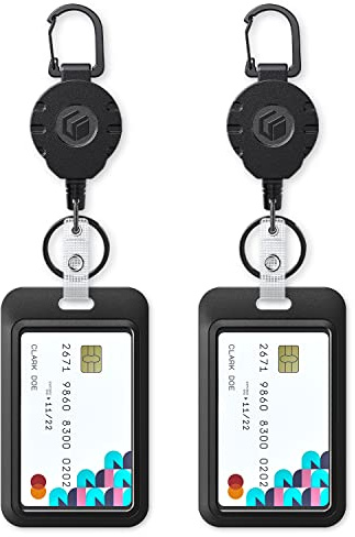 Uniclife Schiebe-Ausweishalter Vertikale Tasche mit einziehbarem Schlüsselanhänger Badge Reel für bis zu 226 g Hard Card Protector für ID-Kreditkarten Proximity Key Cards Führerscheine, 2 Stück
