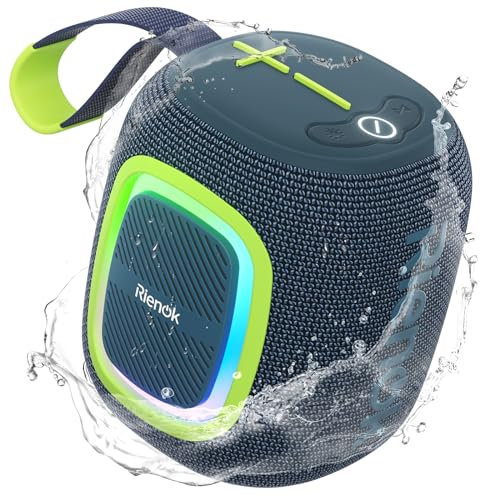 RIENOK Cassa Bluetooth Potente Portatile Impermeabile Speaker Bluetooth 5.3, Radio FM/USB/AUX/Micro SD, Vero Stereo Senza Fili, Luce LED, Ricaricabile Tipo-C, Alzavola