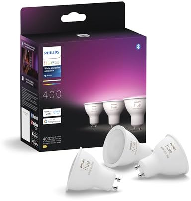 Philips Hue GU10 – Smart Spotlight – (3-Pack) White and Colour Ambiance