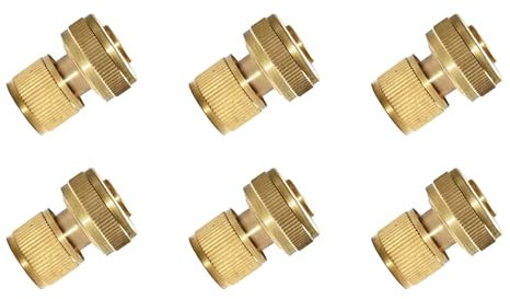 PUYEN Messing 3/4 Schlauch-Schnellverbinder, Gartenhahn, Gartenbewässerung, 25 mm Schlauchverbinder, Adapter aus reinem Kupfer, 6 Stück