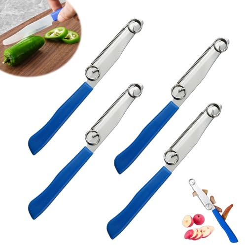 GUTERTOP 4 Stück Zaubermesser Italien mit Verstellbarer Feder, 3 in 1 Edelstahl Bundle Zauber Messer, Schnellschneidemesser Für Kartoffel Karotte Gurke Etc