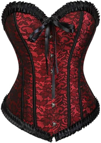 KUOSE Womens Black Basque Body Shaper Overbust Corset Top Plus Size S-6XL