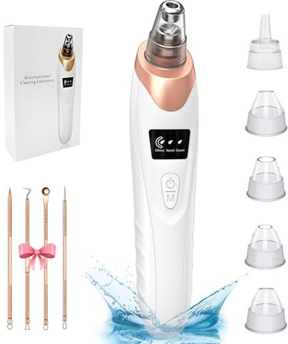 Hoquare Blackhead Remover Vacuum, Electric Facial Pore Vacuum with 3 Modes, Blackhead Suction Remover Tool with 5 Suction Heads, Pore Remover Comedone Extractor Kit for Adults