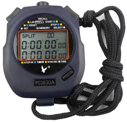 SagaSave Sportstoppuhr Timer, Große Digitale Stoppuhr von Display Lap Split, Multifunktion Schocksicherer Sportstoppuhr für das Schwimmen Sporttraining, 3 Zeilen 30 Runden [mit Knopfbatterie]