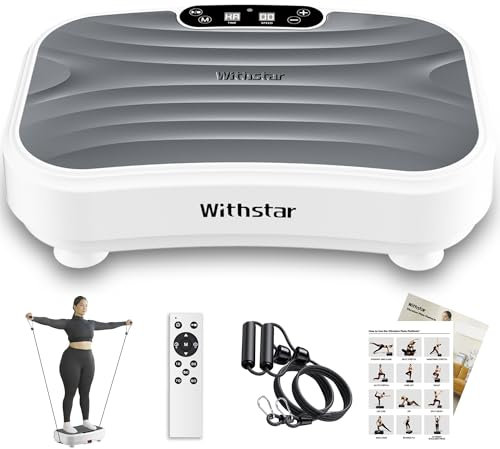 WithStar Vibration Plate Exercise Machine, Gray&White, Whole Body Vibration Plate, 99 Speeds, 5 Preset Routines, 330lbs Capacity