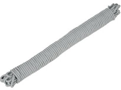 Rebower 1 Pcs Gray Nylon Rope 1/4x98ft Solid Braided Cord Polypropylene Rope Utility Cord,[for Camping, Tie Down, Securing, Mooring Lines,Indoor & Outdoor Use]