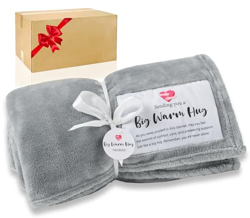 Get Well Blanket, Healing Blanket, Get Well Soon Gifts for Men and Women, Big Warm Hug, Comfort Throw Blanket Gray (50”x65”)
