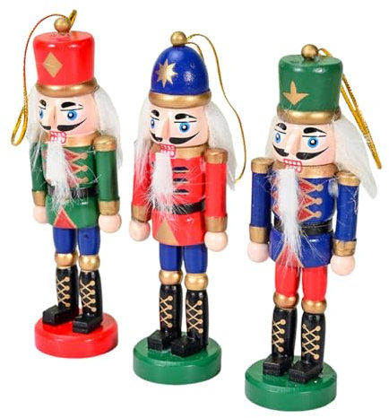 3 Pieces Nutcrackers Christmas Tree Decorations 12.5cm Holiday Wood Hanging Pendant Colorful Door Embellishments