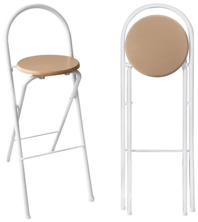 Sgabello alto pieghevole portatile 60 cm 65 cm 70 cm 75 cm non richiede assemblaggio Sgabello da bar salvaspazio per colazione pranzo campeggio con poggiapiedi (naturale)