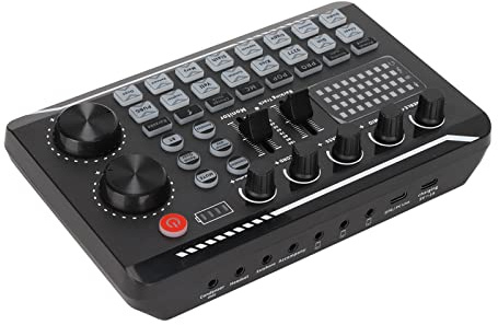 Keenso Carte Son en Direct 16 Bits 44.1 KHz Mixer USB à Double Canal pour les Téléphones, Seize Effets Spéciaux pour les DJ et les Podcasteurs, le Matériel ABS