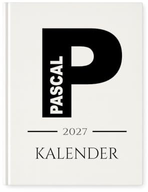 Personalisierter Terminplaner 2026 Din A5 | Minimalistischer Buchkalender mit Name | Weißes Hardcover, Wochen- & Jahresübersicht, Geschenkidee – Manufaktur Liebevoll (Motiv: Pascal)