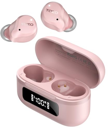 TOZO NC9 Kabellose In Ear Bluetooth Kopfhörer Hybrid ANC 45dB | 6 Mikrofone mit ENC für klare Anrufe, 60 Std. Akkulaufzeit, IPX8 Wasserschutz, ORIGX 2.0 Sound mit kraftvollem Tiefbass