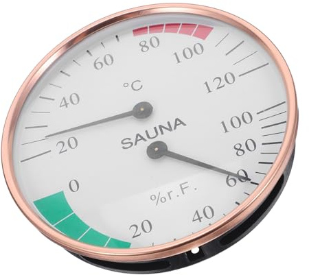 PAMINGONO Higrómetro Termómetro para Sauna con Pantalla Dual de Humedad y Temperatura Medidor de Aluminio Resistente para Interior y Sala de Vapor