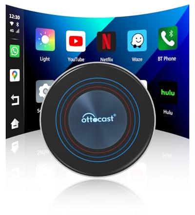 2026 Nueva Edición Ottocast I3 AI Box para BMW, Adaptador CarPlay Inalámbrico con Netflix/Youtube, Sistema Android 13, 4GB+64GB, Caja de Entretenimiento para Coches con CarPlay Inalámbrico OEM