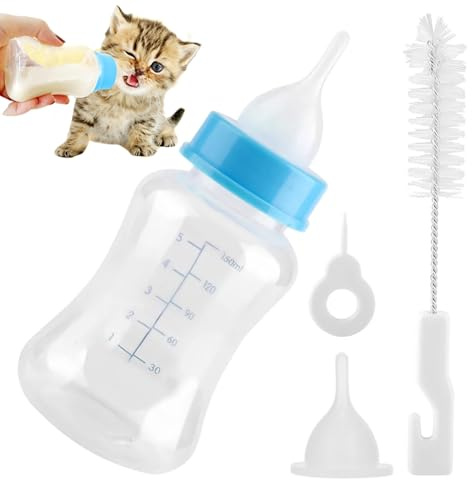 Biberon pour chatons - Biberon à lait de 150 ml avec tétine, sans danger pour l'alimentation des animaux domestiques, matériau robuste avec poignée confortable | pour la maison, en voyage,