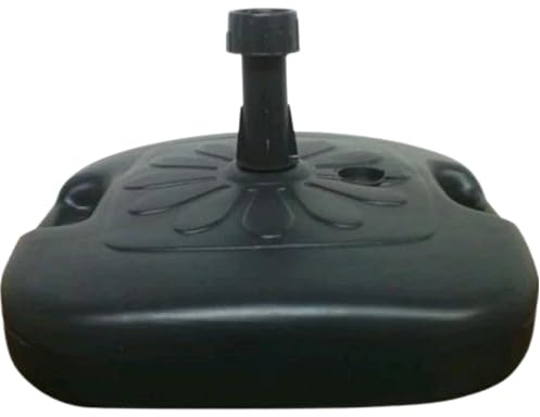 Fiore Design Base per Ombrellone in Rotondo in ABS Bianco/Nero Riempibile con Acqua Sabbia capacità 18LT per Giardino,Spiaggia,Terrazzo (Nero)