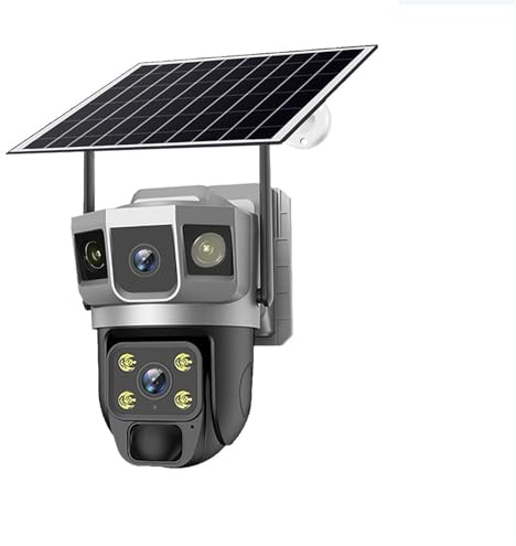 ZADCCS Telecamera IP, Telecamera solare 4G con registrazione 24 ore su, scheda SIM, visione notturna luce nera, rilevamento PIR, monitor CCTV a doppia lente, batteria integrata(Camera NO Card)