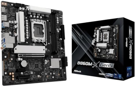 ASRock Scheda madre B860M-X Gen5, Micro ATX, LGA1851 Socket, Intel B860 Chipset, DDR5 fino a 9066+ MHz, PCIe 5.0