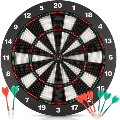 Soft Tip Dartboard Set, 42cm, Includes 6 Soft Darts, Indoor Family Game for Adults