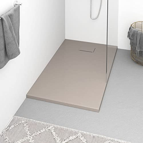 Runheo Piatto doccia SMC marrone, 120 x 70 cm, antiscivolo, con soglia bassa, piatto, piatto doccia per doccia senza barriere, durevole, resistente agli urti e facile da pulire