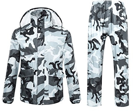 Freiesoldaten Men/Women Waterproof Jacket/Trouser Suits Windproof Coat/Pants Set Motorcycle Raincoat with Hideaway Hood