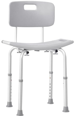 HOMCOM Chaise de Douche siège de Douche Ergonomique Hauteur réglable Pieds antidérapants Charge Max. 136 Kg alu HDPE Gris