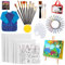 HOTOOLME Acrylic Paint Juego de pinturas acrílicas para niños – Juego de pinturas acrílicas con 24 pinturas caballete de madera, lienzos, pincel, paleta y bolsa de almacenamiento