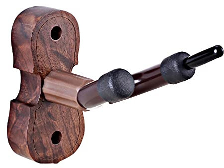 Wandhalterung für Violine mit Haken, Mahagoni-Holz, Violinenhalter Ständer für Heimstudio, Violinensaiteninstrument, Zubehör (Schwarz Walnuss)