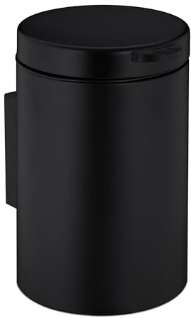Relaxdays Cestino da Bagno da Muro, 3 L, Chiusura Automatica, Secchio Interno Estraibile, Bidone in Acciaio Inox, Nero