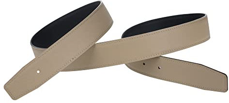 GANGTU Ersatz-Gürtelriemen, Togo Leather, Wendegürtel, 32 mm Breite ohne Schnalle Schwarz Hell Khaki Taille 32 Zoll
