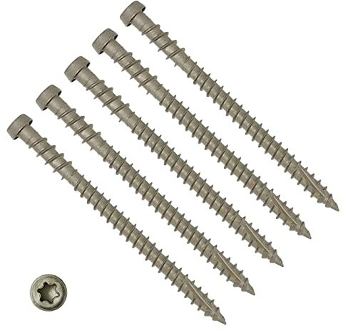 TERF® Decking Screws 5.0mm X 60mm Star Torx Reduce Pan Head Grey Finish Anti Corrosion Screws 5.0mm X 60mm For Timber Decking Fence Floorboard Hard and Softwood - Pack of 20