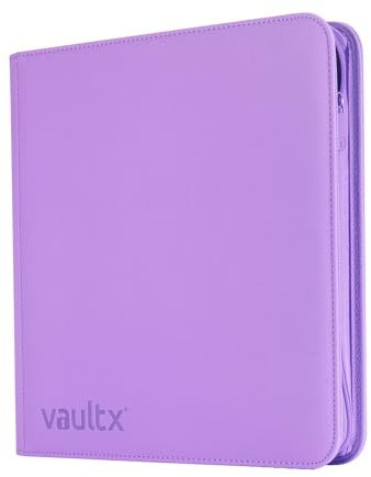 Vault X Raccoglitore per Carte da Collezione a 12 Tasche con Cerniera, 480 Carte, Materiale Exo-Tec per Album, 20 Pagine a Caricamento Laterale, TCG (Viola)