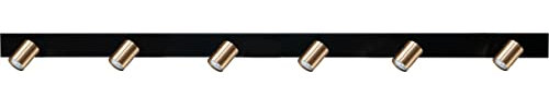 Licht-Erlebnisse Große Deckenlampe verstellbar 160 cm lang Metall Schwarz Gold 6-flammig GU10 Deckenstrahler Wohnzimmer