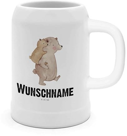 Mr. & Mrs. Panda Bierkrug Personalisiert Papa Bär - Personalisierte Geschenke, Geburtstag, Personalisierter, Geschenk, Mit Namen, Bierseidel, Steinkrug, Sohn, Vatertag, Bruder