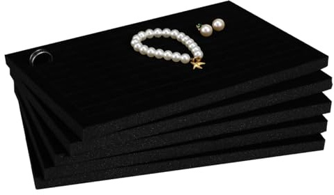 DOITOOL Jewelry Box Inserts, 5 Pack Black Velvet Ring Foam Pads