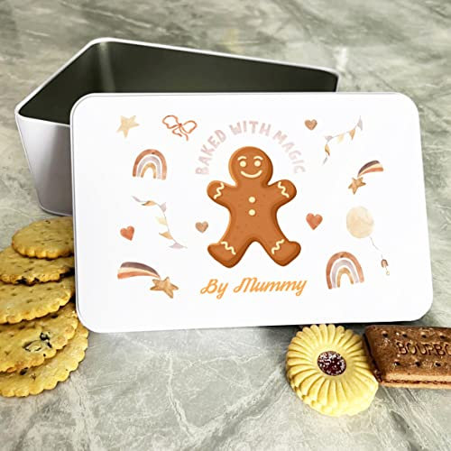 Personalised Baked With Magic By Mummy Gingerbread Cake Treat Sweets Biscuit Tin