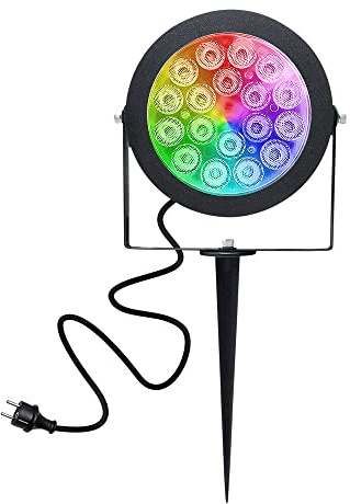 GLEDOPTO ZigBee PRO Serie trädgårdsspotlight för utomhusbelysning med färgat och vitt ljus RGB CCT varmt vitt och kallt vita lampor för trädgården, träd och buskar (trädgårdsstrålkastare 12 W