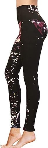 High Waisted Full Length Workout Not See Through Leggings Capri Shorts Soft Stretchy(XXL, Galaxy)