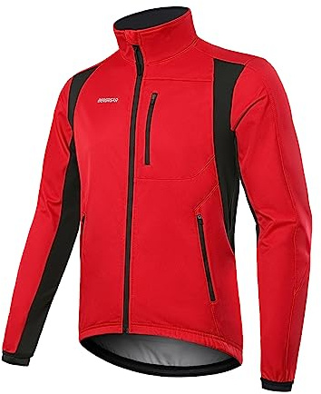 BERGRISAR Fahrradjacke Herren Winter Fleece Winddicht Wasserdicht Atmungsaktiv Radjacke mit 6 Taschen