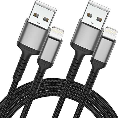 2m USB Lightning Kabel [2 Pack], Nylon iPhone Ladekabel Langes USB A auf Lightning Schnellladekabel Kompatibel für Apple iPhone 14 13 12 11 Pro Max Xs Xr X 8 7 6 Plus SE (2M) | MFi Zertifiziert, 480 Mbit/s Datenübertragung, iPhone Schnellladekabel für iPhone14 13 12 11 Pro Max Xs Xr X