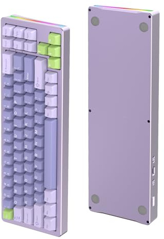 ATTACK SHARK M71 CNC-Aluminium mechanische Gaming-Tastatur,Tri-Mode-BT5.0/2,4G kabellos/kabelgebunden,4600 mAh wiederaufladbar,68% Hotswap Gasket,Poron-Form,Chroma RGB-Beleuchtung für MAC&WIN-Lavendel