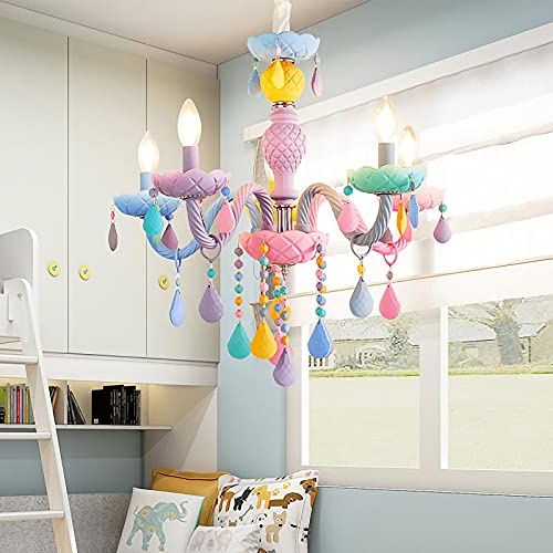 Bunte Kristall-Kronleuchter, Prinzessinnenzimmer, warme romantische Dekoration, Kerzenleuchter, Beleuchtung für Schlafzimmer, Dekoration, moderne, einfache Deckenleuchten, 8 Lichter (6 Köpfe)