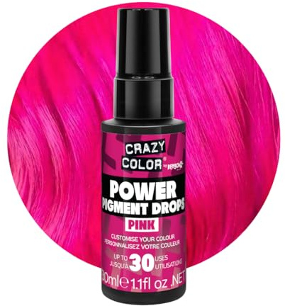 Crazy Color Pink Power Pigments 30 utilisations | Pigments ultra concentrés, toner personnalisé et teinture semi-permanente de la maison | Formule végétalienne | Sans javel ni ammoniaque | 30 ml